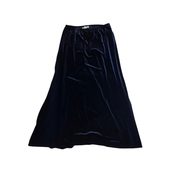 Another Thyme Dresses & Skirts - Vintage Black Velour Maxi Skirt Pull On Stretchy L/XL Another Thyme